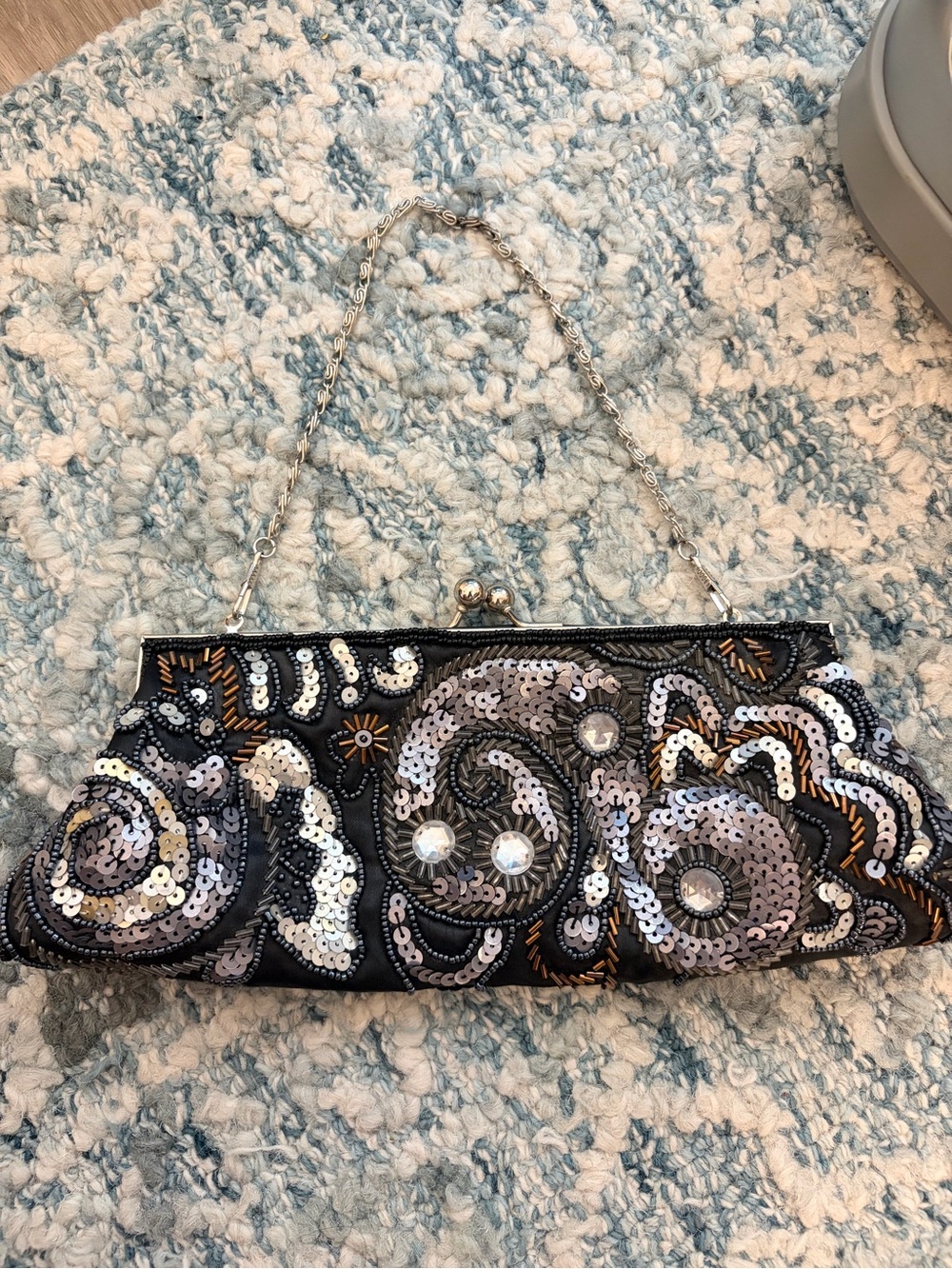 Apt 9 Y2K Beaded Sequin Black/Silver/Bronze Evening Clutch